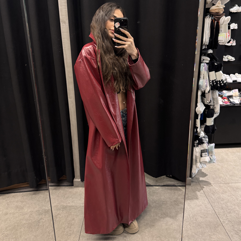 COMBOS KNITWEAR Trench Coat Vinyl Γυναικεία Καμπαρντίνα - 2