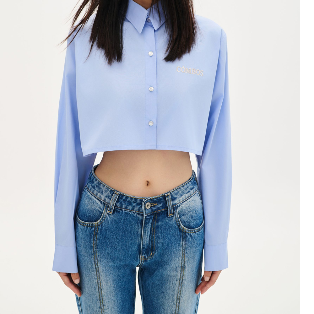 COMBOS KNITWEAR Shirt Crop Poplin  Γυναικείο Πουκάμισο - 3