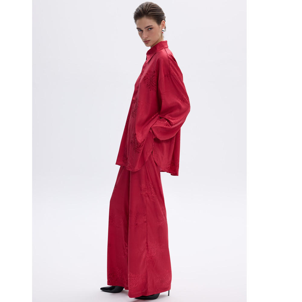 COMBOS KNITWEAR Ruby Blossom Shirt Γυναικείο Πουκάμισο - 3