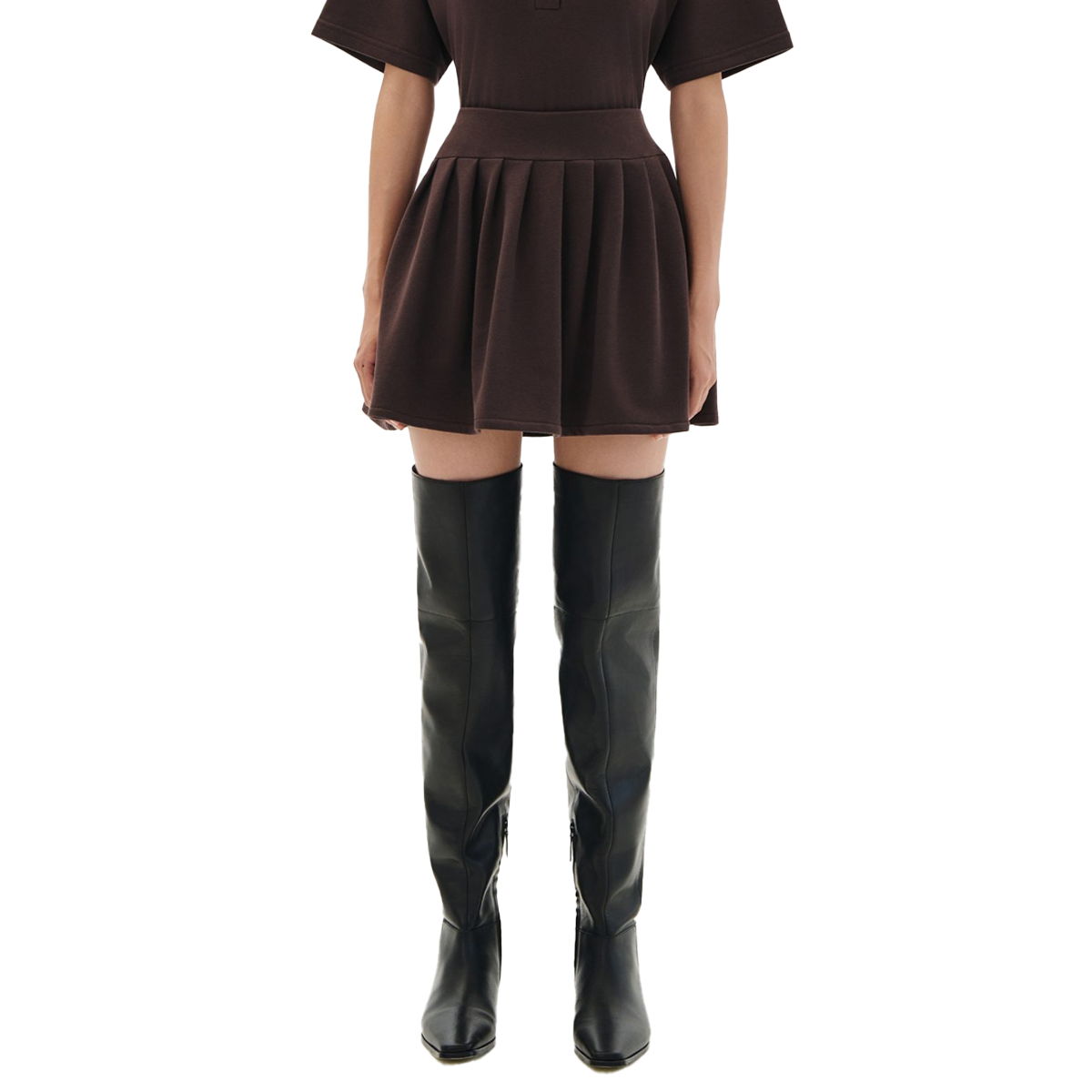 COMBOS KNITWEAR Skorts Mini Pleated Γυναικεία Φούστα - Σορτς Μίνι - Καφέ