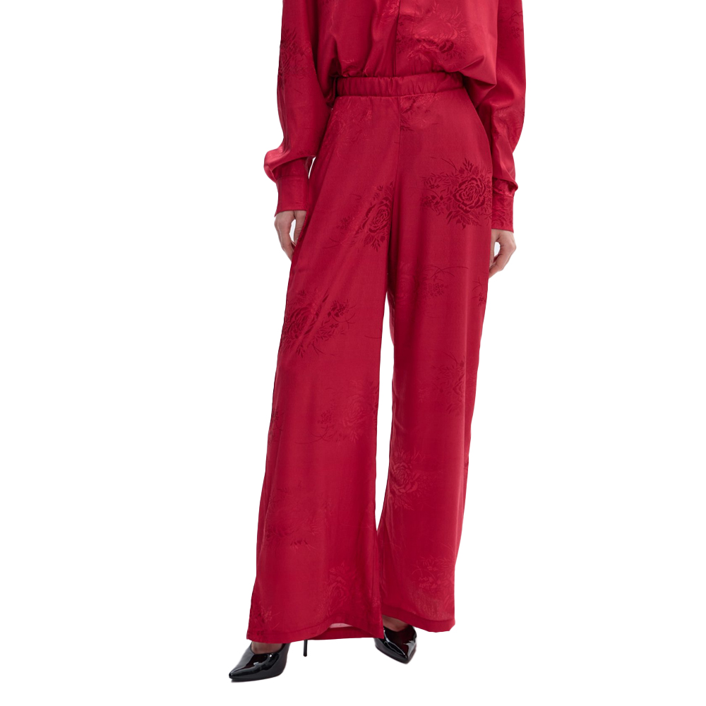 COMBOS KNITWEAR Ruby Blossom Pants  Γυναικείο Παντελόνι - Κόκκινο