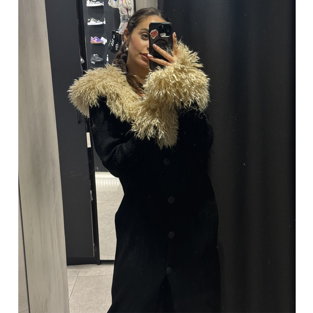 COMBOS KNITWEAR Cardigan With Faux Fur Γυναικεία Μακριά Ζακέτα - 3