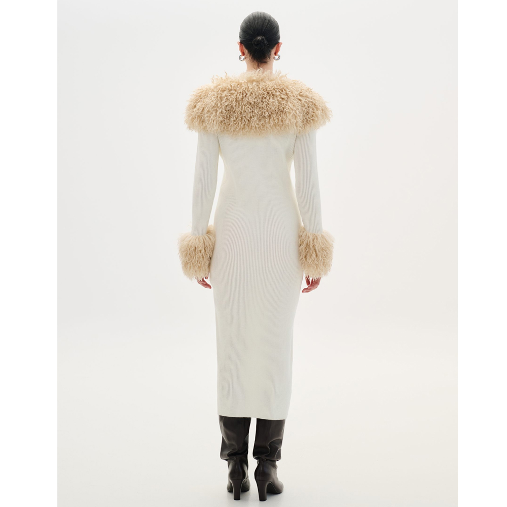 COMBOS KNITWEAR Cardigan With Faux Fur Γυναικεία Μακριά  Ζακέτα - 2