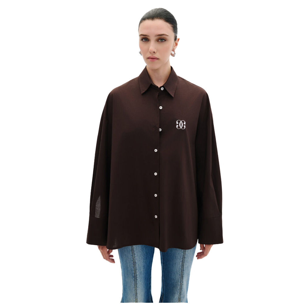 COMBOS KNITWEAR Shirt Monochrome Γυναικείο Πουκάμισο - Καφέ