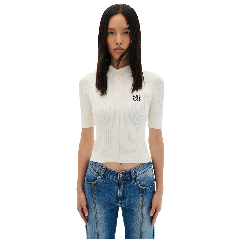 COMBOS KNITWEAR Blouse Polo Γυναικεία Μπλούζα Πόλο - Κρεμ