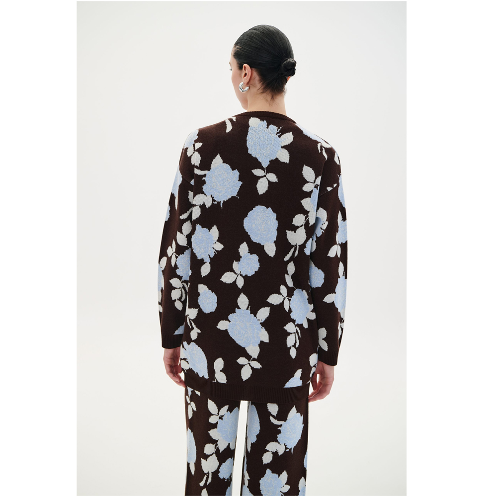 COMBOS KNITWEAR Cardigan V Flowers Γυναικεία Πλεκτή  Ζακέτα - 2