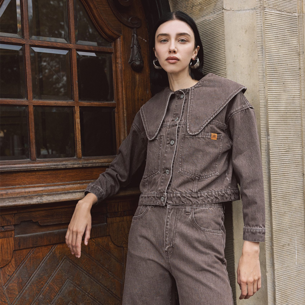 COMBOS KNITWEAR Denim Jacket Crop Γυναικείο Μπουφάν Τζιν - 4