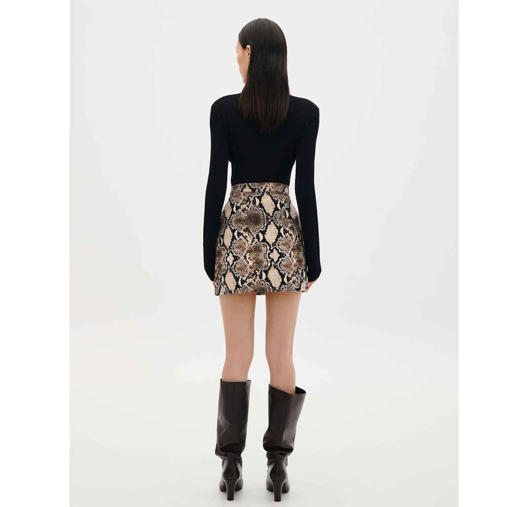 COMBOS KNITWEAR Denim Skirt Mini Python Γυναικεία Φούστα Μίνι - 2