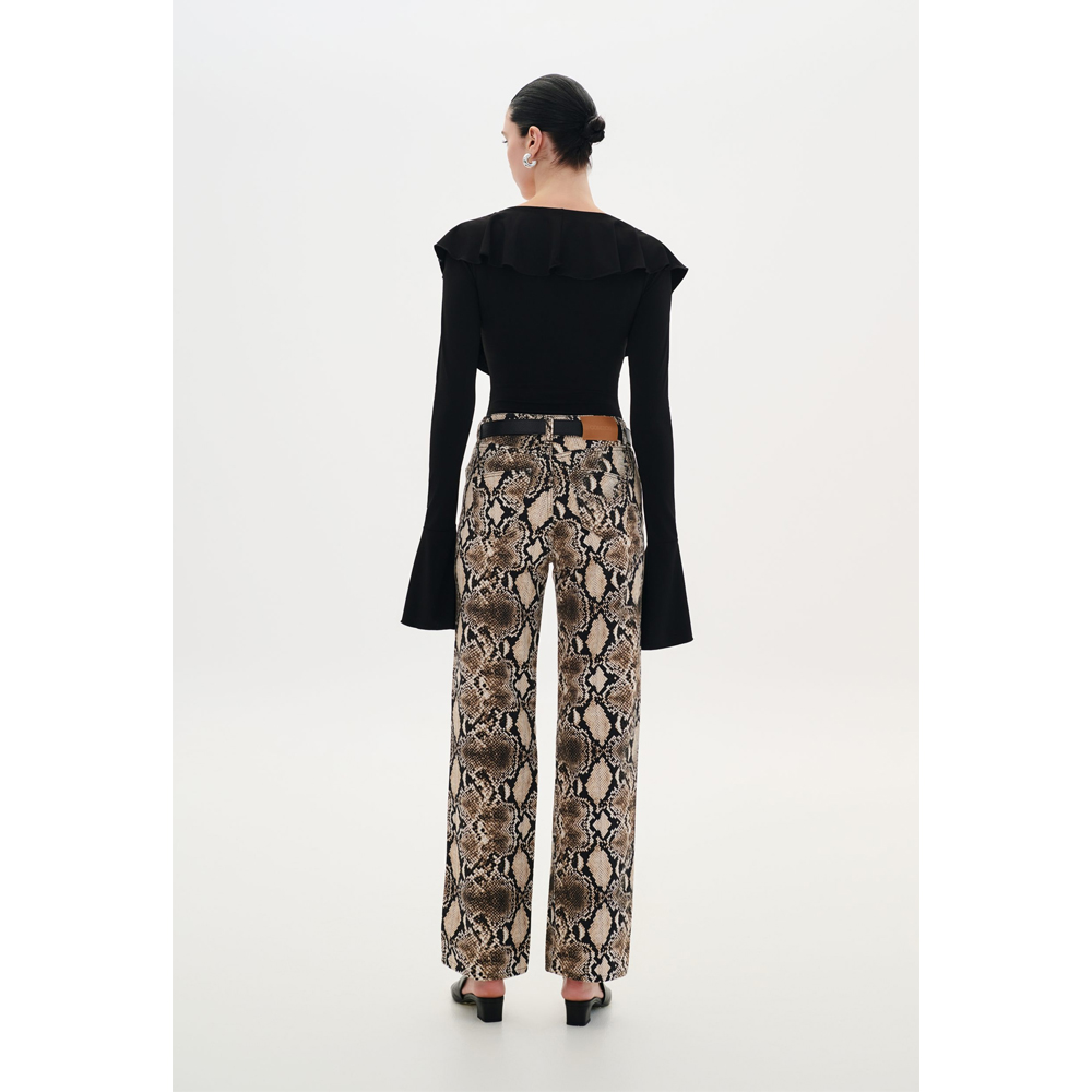 COMBOS KNITWEAR Denim Trouser Python Γυναικείο Παντελόνι - 2