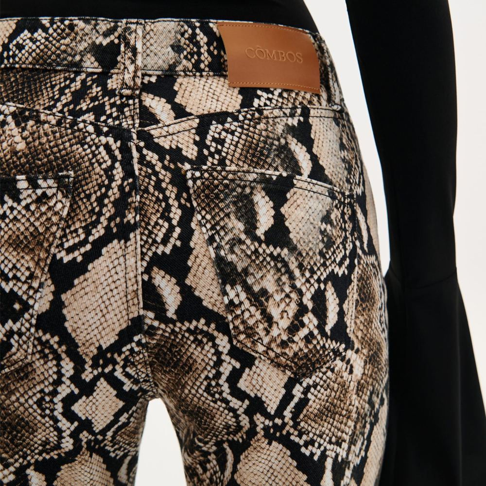 COMBOS KNITWEAR Denim Trouser Python Γυναικείο Παντελόνι - 4