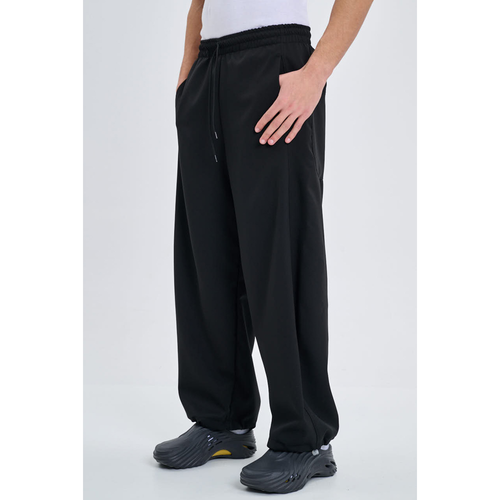 OWL Black Fluid Barrel Pants Unisex Παντελόνι - 2