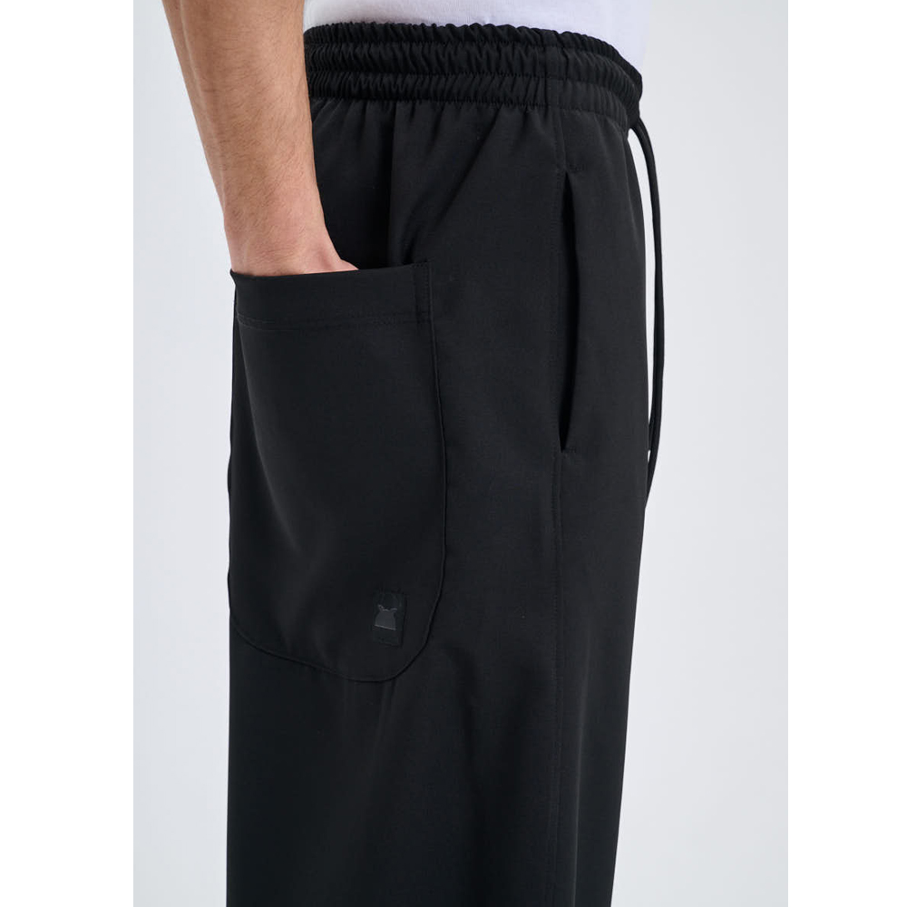 OWL Black Fluid Barrel Pants Unisex Παντελόνι - 4