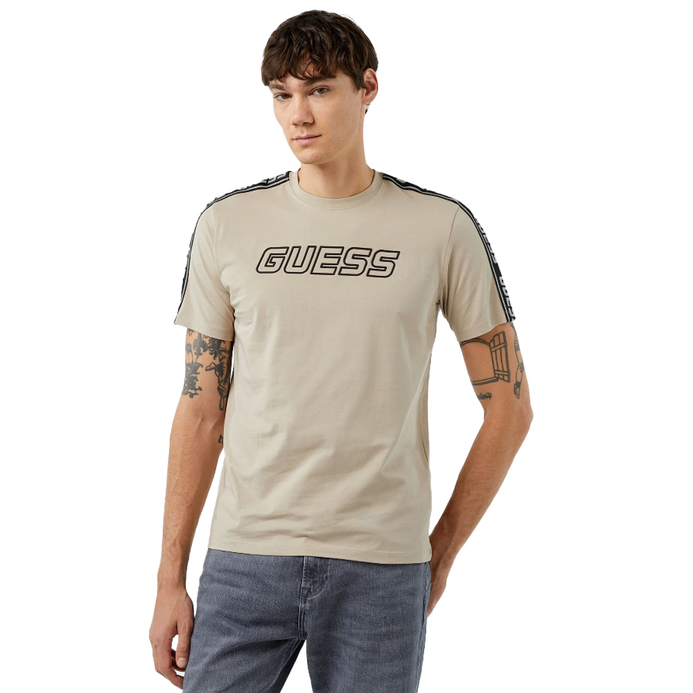 GUESS Arlo Cn T-Shirt Ανδρικό T-Shirt - Μπεζ