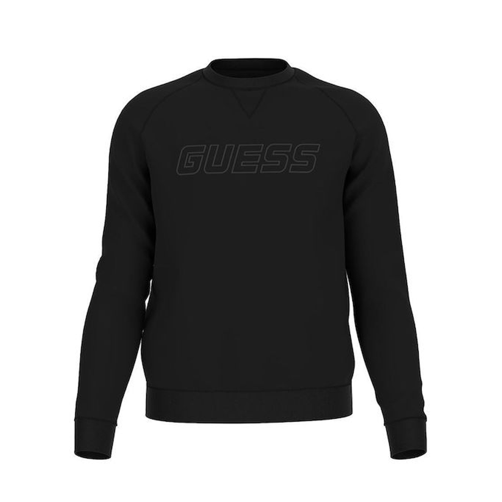 GUESS New Aldwin Crewneck Hoodie Ανδρικό Φούτερ - Μαύρο