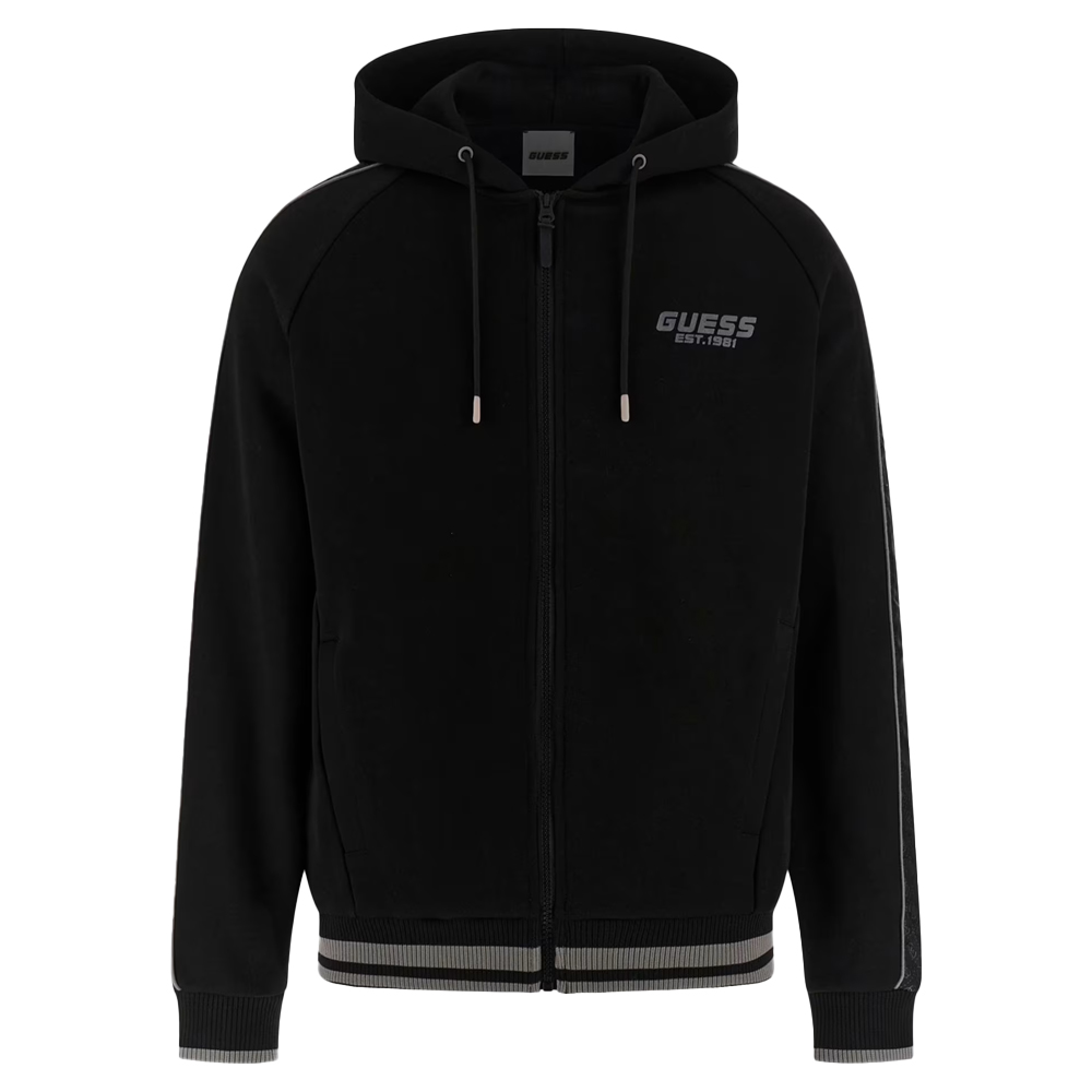 GUESS Finlo Zipped Hoodie  Sweatshirt Ανδρική Ζακέτα με κούκουλα - Μαύρο