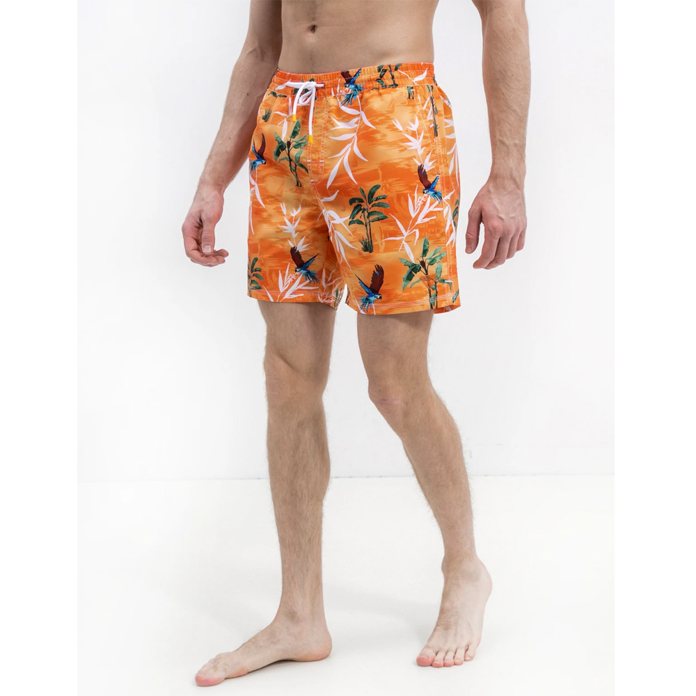 GUESS Swimwear Medium Hawaii Μαγιό boxer με στάμπα all over - Πορτοκαλί