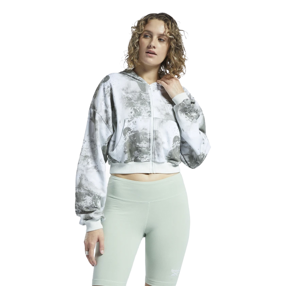 REEBOK Classics Cloud Splatter-Print Zip-Up Sweatshirt Γυναικεία Ζακέτα - Γκρι