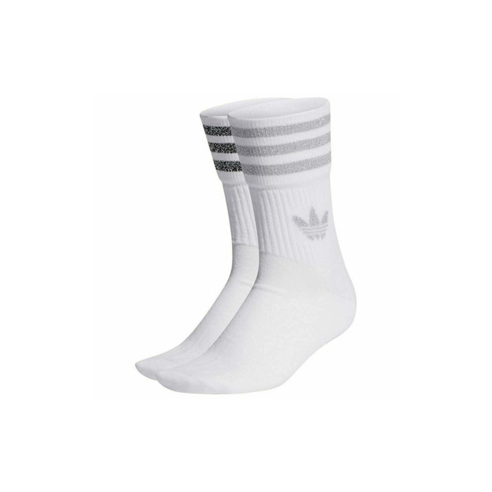 ADIDAS ORIGINALS Mid Cut Glitter Crew Socks 2 pairs Κάλτσες 2 ζεύγη - Λευκό