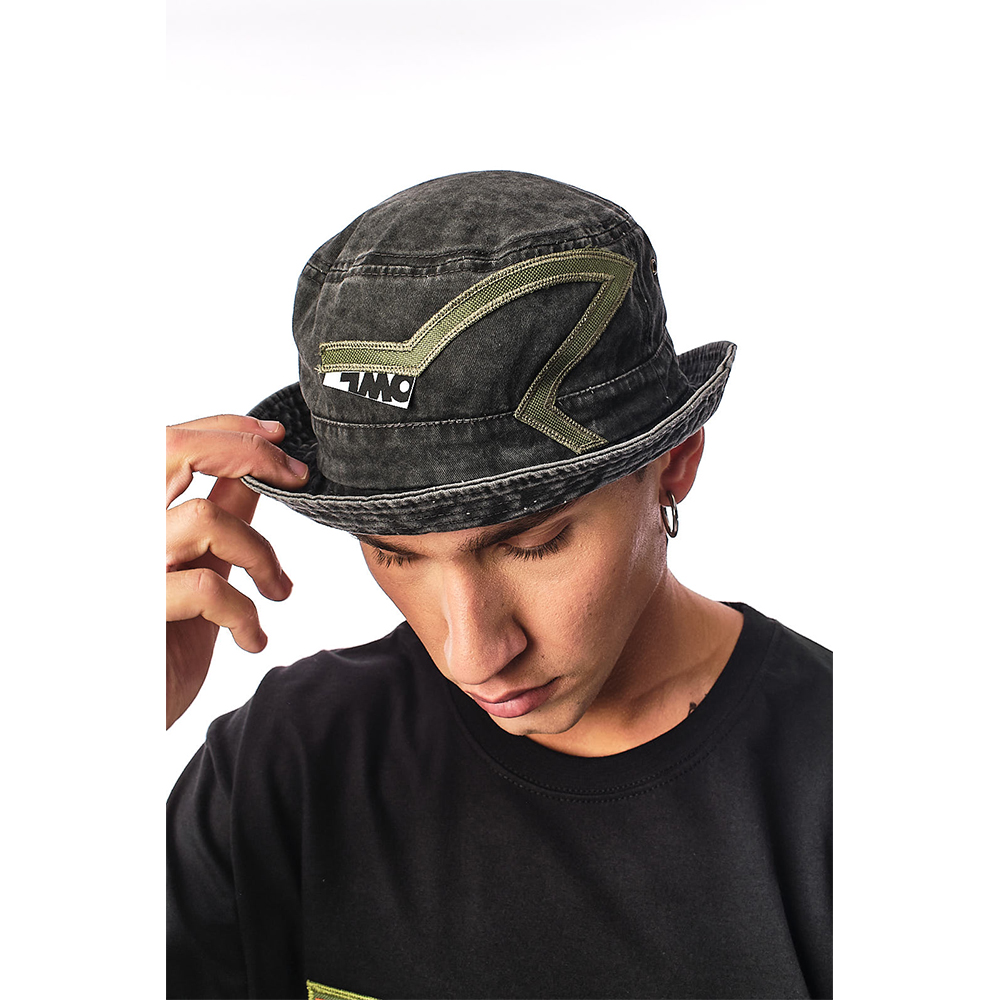 OWL Faded Black Khaki Linear Rounded Hat - 2