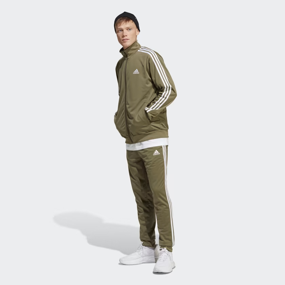ADIDAS Basic 3-Stripes Tricot Track Suit Ανδρικό Σετ Ζακέτα - Φόρμα - Χακί