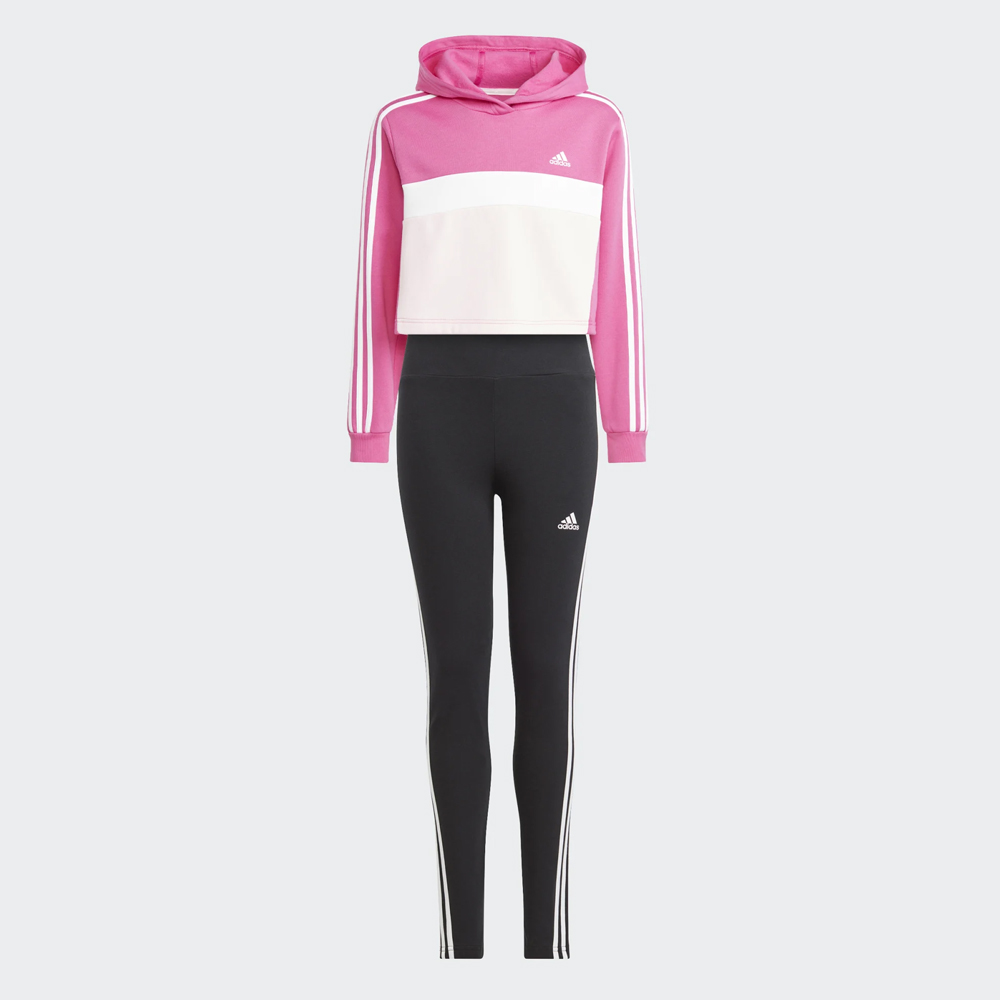 ADIDAS Sportswear Tiberio 3-Stripes Fleece Track Suit Παιδικό Σετ Φούτερ - Κολάν - Ροζ