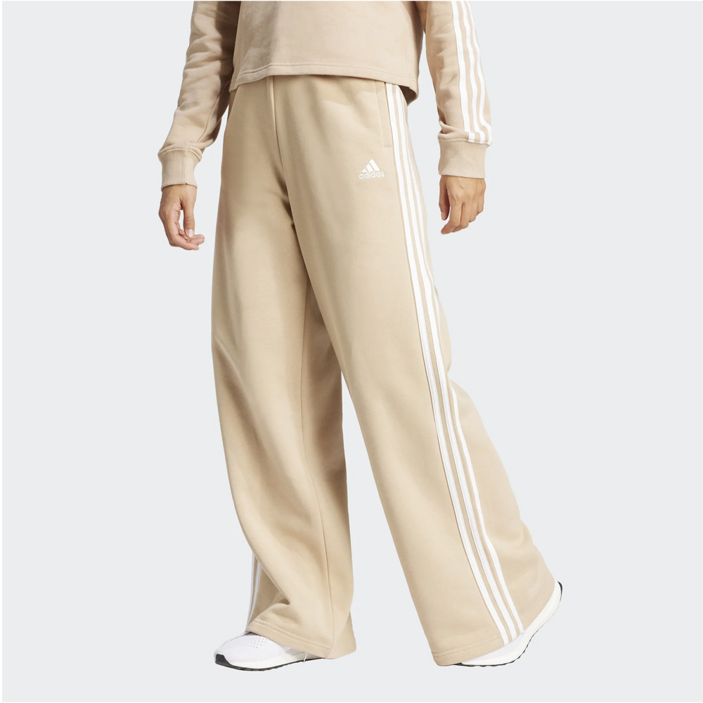 ADIDAS Women's Essentials 3 Stripes Fleece Wide Pant Γυναικείο Παντελόνι Φόρμας  - Μπεζ