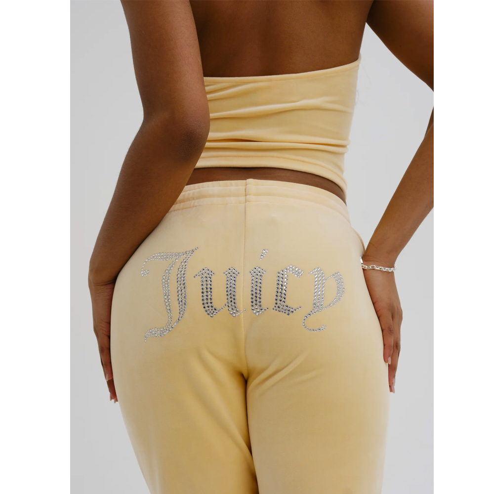 JUICY COUTURE Tina Velour Track Pant With Diamante Branding Γυναικείο Βελούδινο Παντελόνι Φόρμας - 4