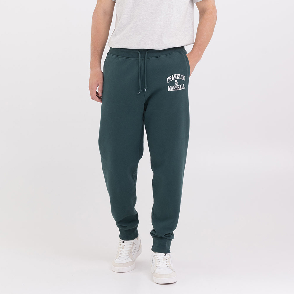 FRANKLIN & MARSHALL Agender jogger trousers with Arch letter embroidery Unisex Παντελόνι Φόρμας - Πράσινο
