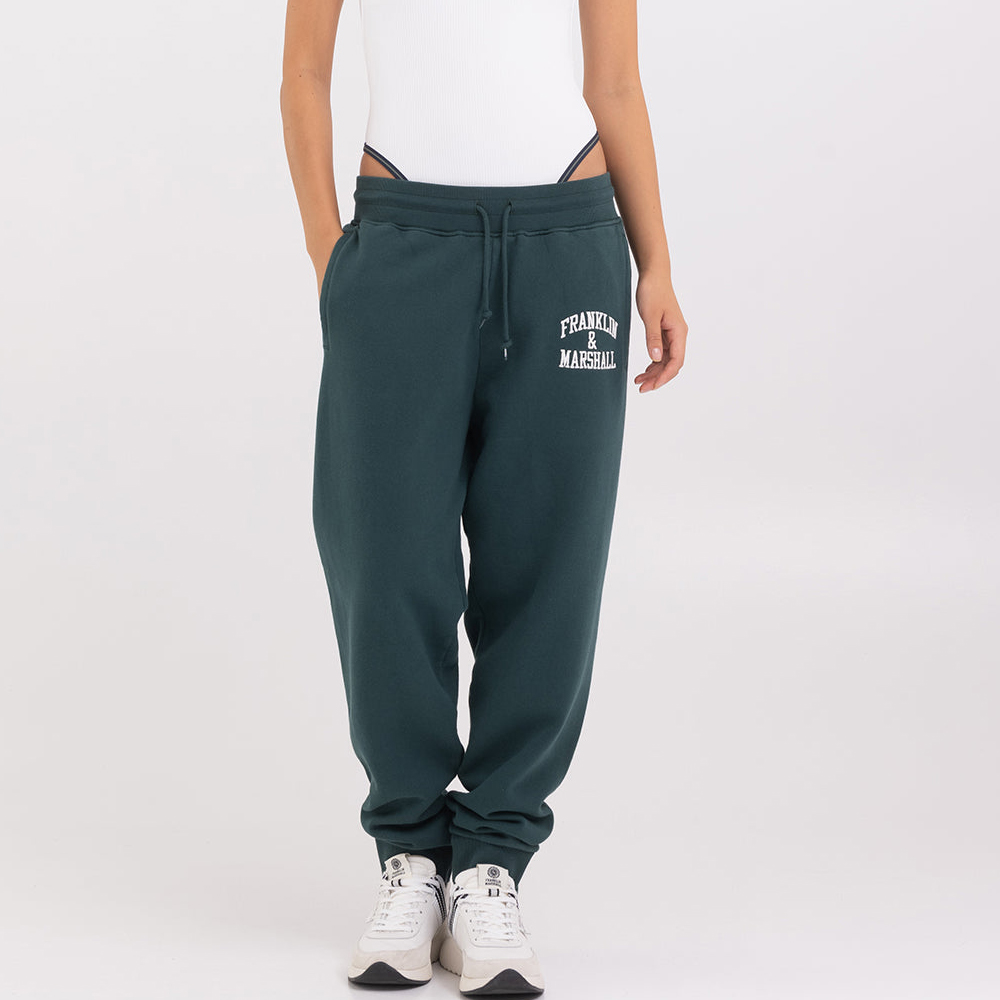 FRANKLIN & MARSHALL Agender jogger trousers with Arch letter embroidery Unisex Παντελόνι Φόρμας - 3
