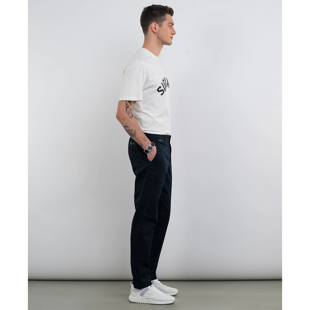 FRANKLIN MARSHALL Twill chino trousers with logo Ανδρικό Παντελόνι Μπλε - 4