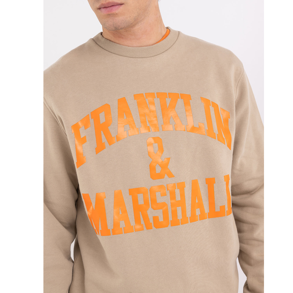 FRANKLIN & MARSHALL Crewneck sweatshirt with arch letter logo print Ανδρικό Φούτερ - 4