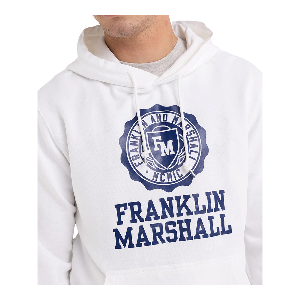 FRANKLIN & MARSHALL Hoodie with Crest logo maxi print Unisex Φούτερ με κουκούλα - 3