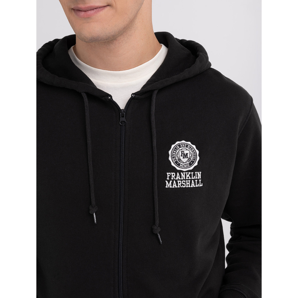 FRANKLIN & MARSHALL Full zipper hoodie with Crest logo embroidery Ανδρική Ζακέτα - 4