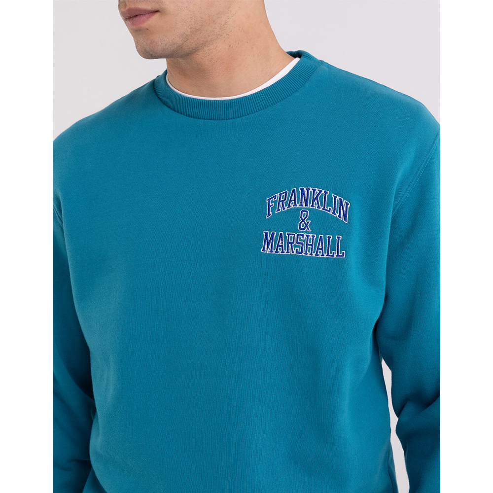 FRANKLIN & MARSHALL Crewneck sweatshirt with arch letter logo print Ανδρικό Φούτερ - 4