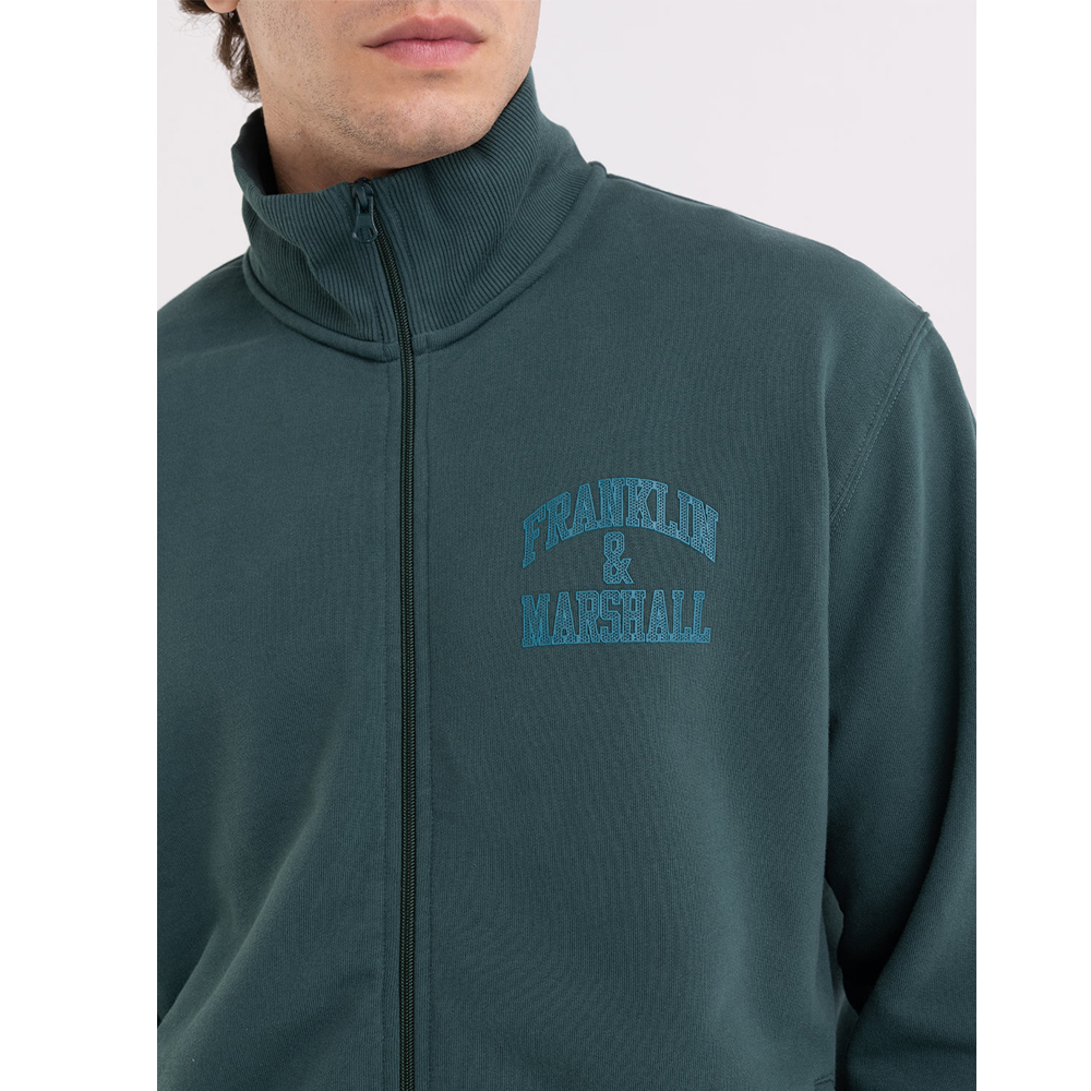 FRANKLIN & MARSHALL High neck sweatshirt with zipper and arch letter logo print - 4