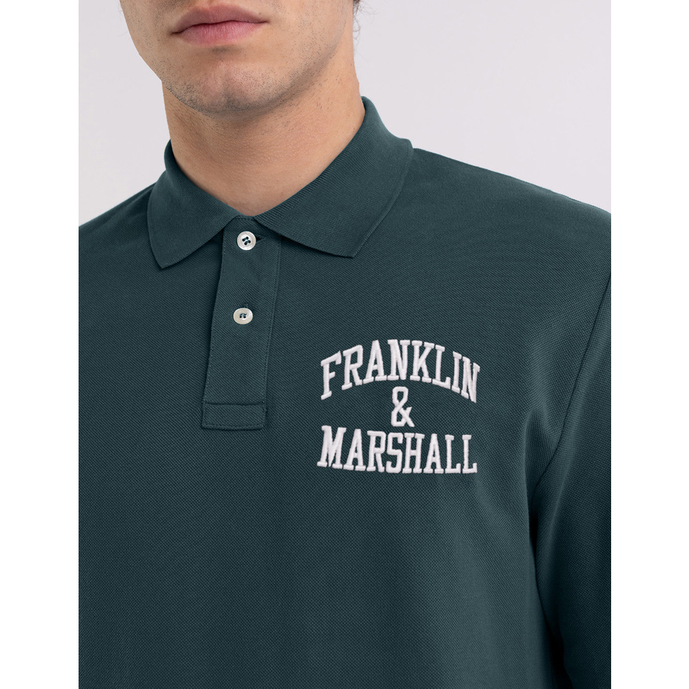 FRANKLIN & MARSHALL Long-sleeved polo shirt with arch letter logo print Ανδρική μπλούζα μακρυμάνικη - 4
