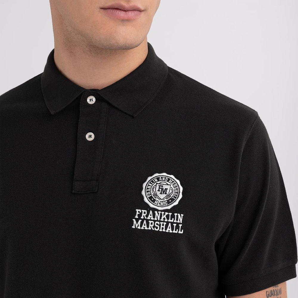 FRANKLIN MARSHALL Polo in cotone piquet ricamo logo Crest Ανδρική Πόλο Μπλούζα με κοντό μανίκι - 4