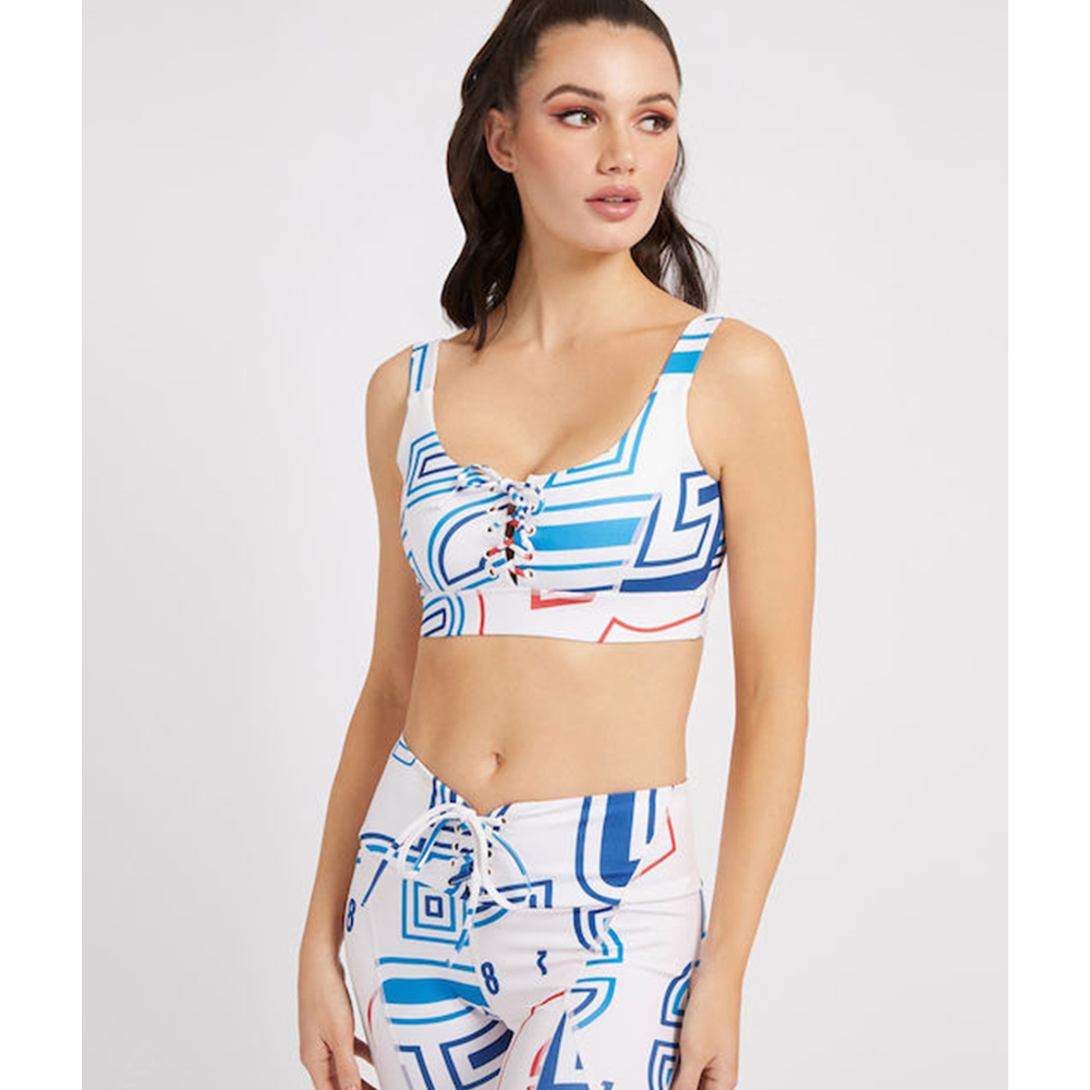GUESS Σουτιέν active με στάμπα all over - Λευκό