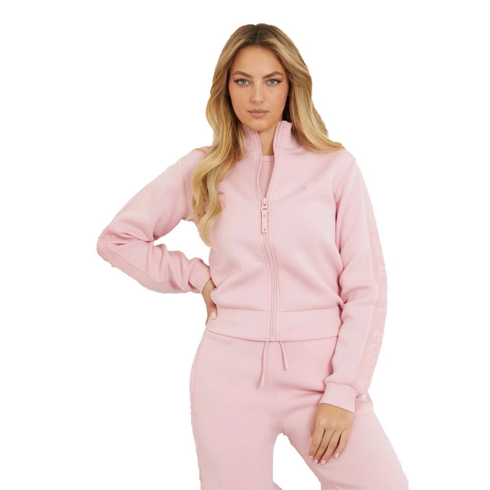 GUESS New Allie Scuba Front Zip Sweatshirt Γυναικεία Ζακέτα - Ροζ