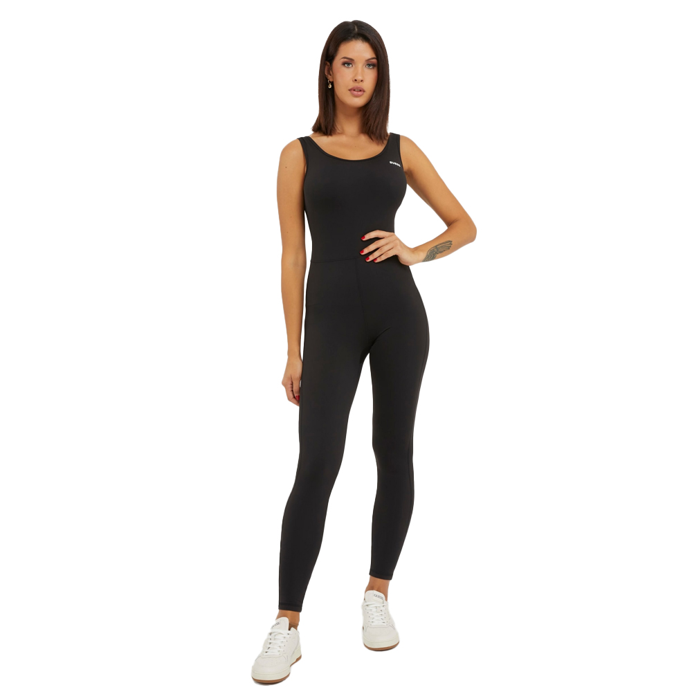 GUESS Aleta Long Jumpsuit Ολόσωμη φόρμα skinny με μικρό λογότυπο - Μαύρο