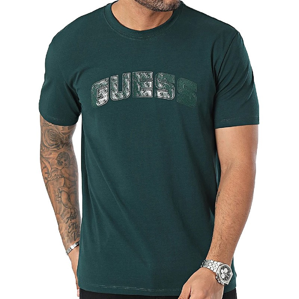 GUESS Gaston CN Αντρικό T-shirt  - Πράσινο
