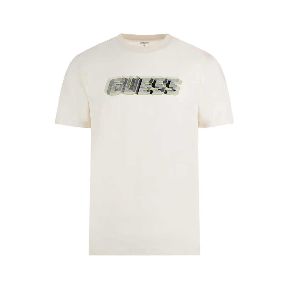 GUESS Nicolas Cn T-Shirt Ανδρική Μπλούζα με κοντό μανίκι - Κρεμ