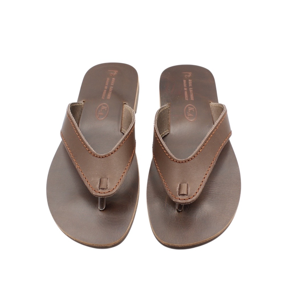 Handmade leather flip-flops in brown color - 3