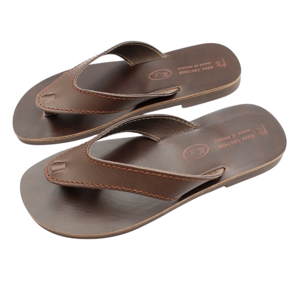 Handmade leather flip-flops in brown color - 4