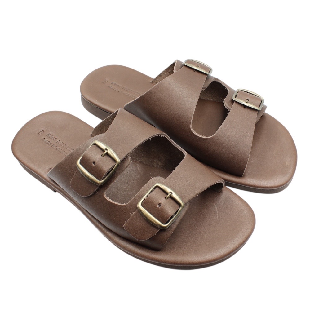 Men’s leather sandals in brown color with a soft leather insole - 2
