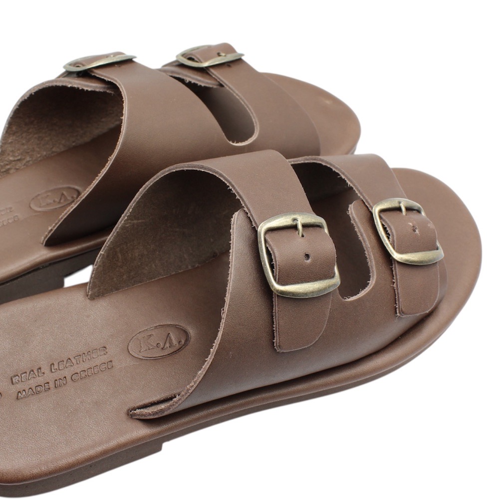 Men’s leather sandals in brown color with a soft leather insole - 4
