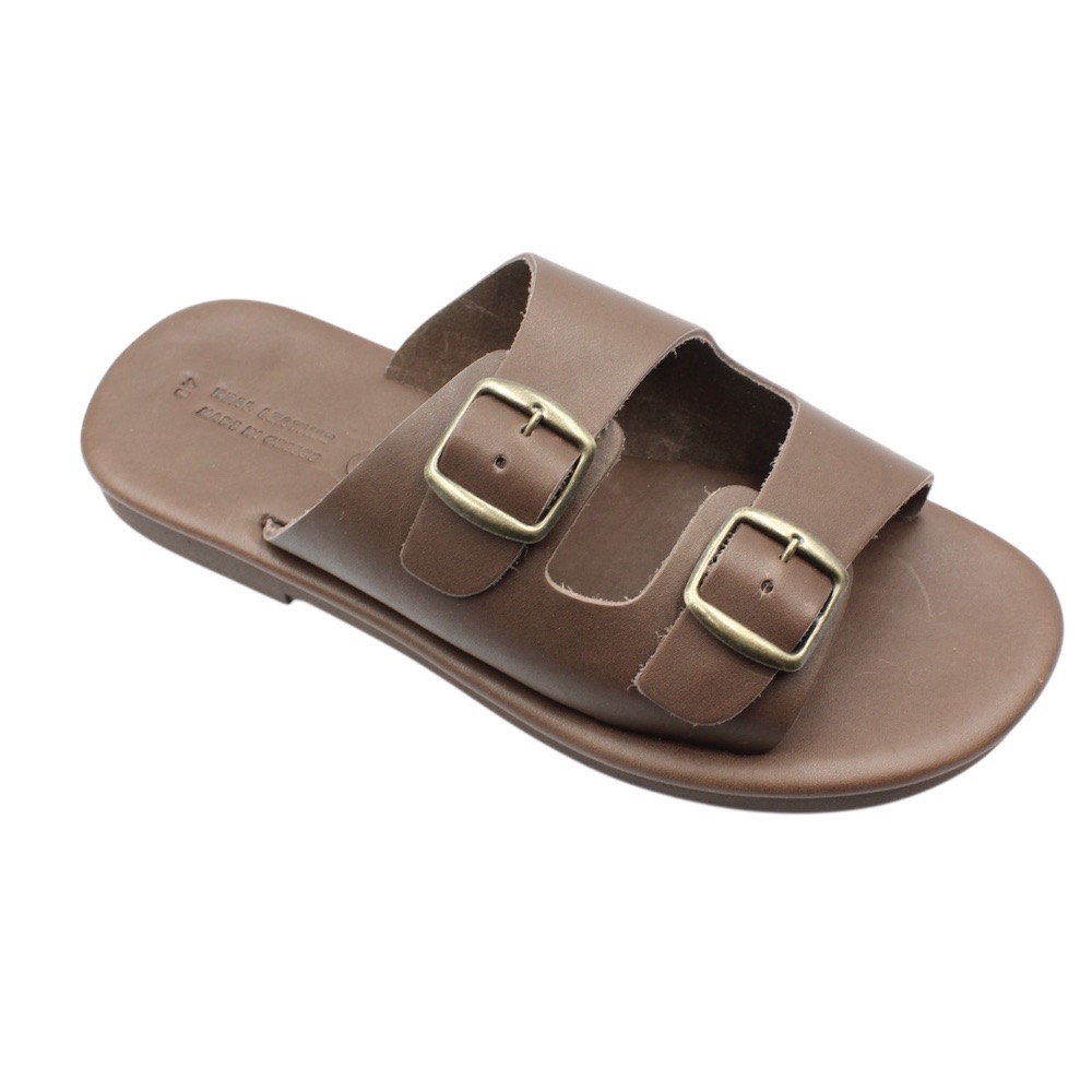 Men’s leather sandals in brown color with a soft leather insole - 5