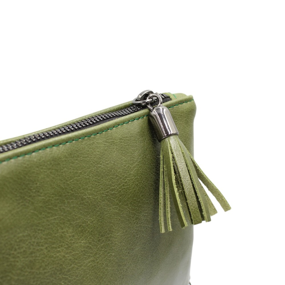 Handmade leather clutch in green color - Mira - 3