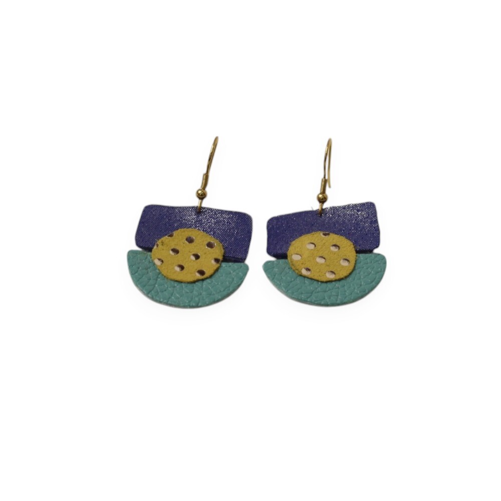 Handmade earrings with a geometric design in a combination of colors - Blue