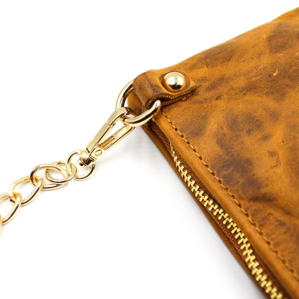 Handmade leather clutch in brown color - Mira - 4